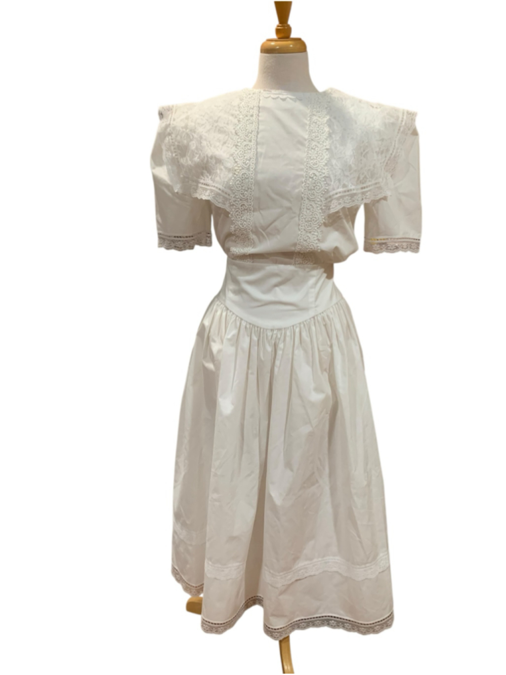 Vtg Women's Gunne Sax White Midi Dress Size 9
